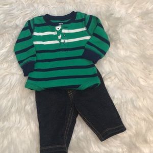 Carter’s long sleeve 1piece top & denim bottoms NB